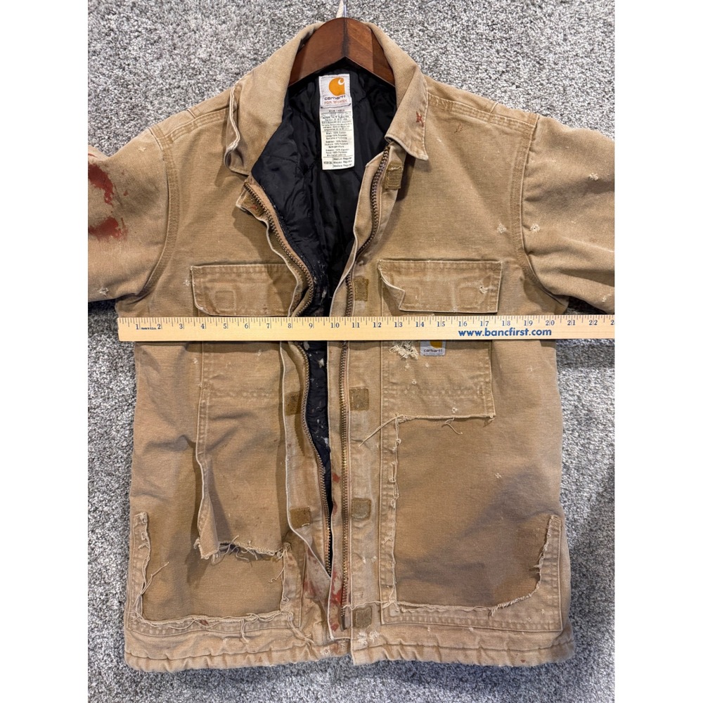 Carhartt Jacket Women Medium Brown WC026 CML Distressed Canvas Quilt Lined Coat* - Picture 15 of 16